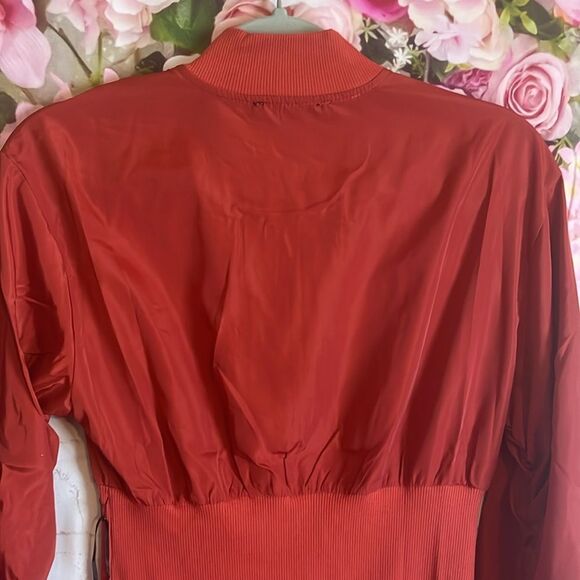 Mad for Love Long Sleeve Double Zipper Pencil Dress in the color Rust size Small - Picture 11 of 13